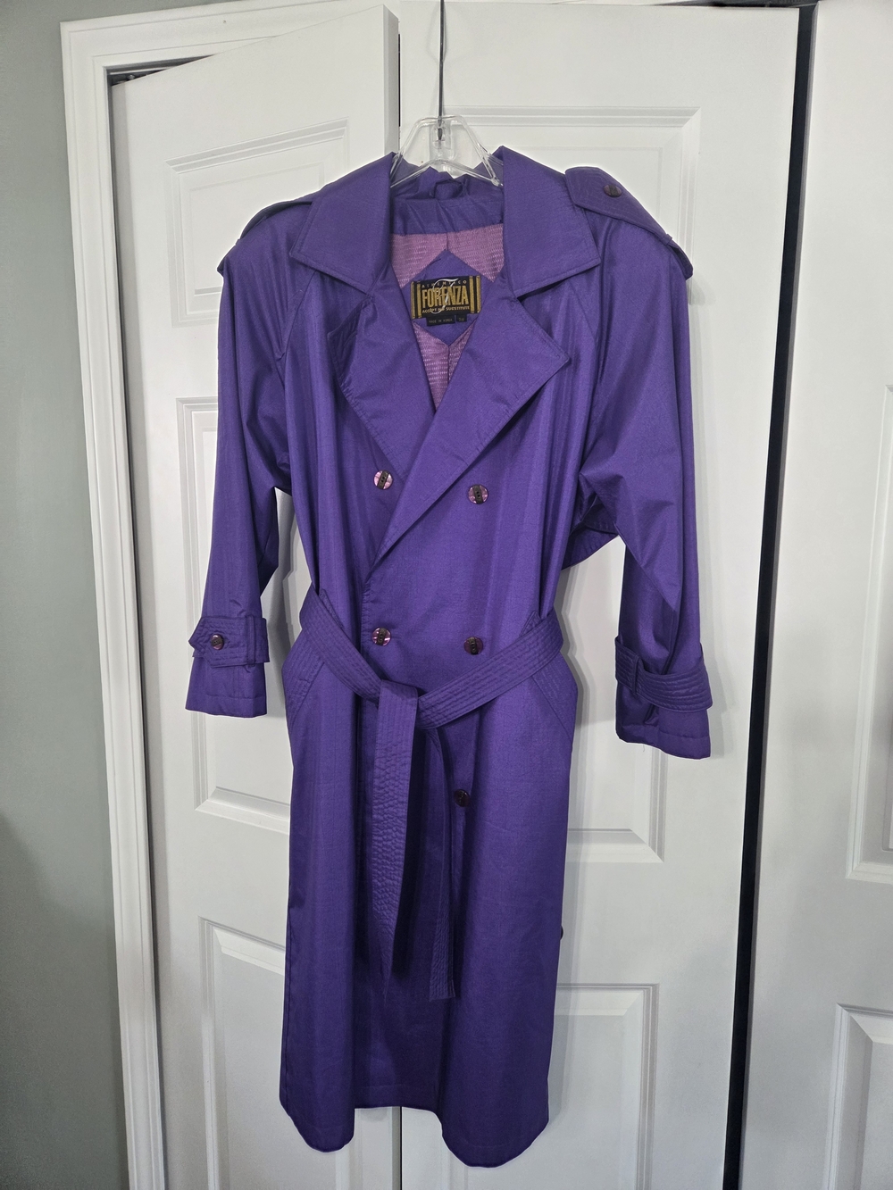 Vintage J. Forenza Trench Jacket Sz 11/12 Purple Chartreuse 80's 90's Y2K
